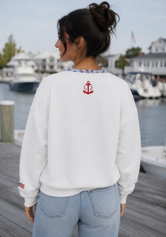 New England Cabana Comfy Crew with Lobster Trim