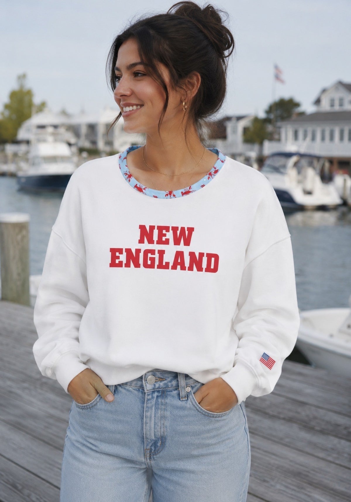 New England Cabana Comfy Crew with Lobster Trim