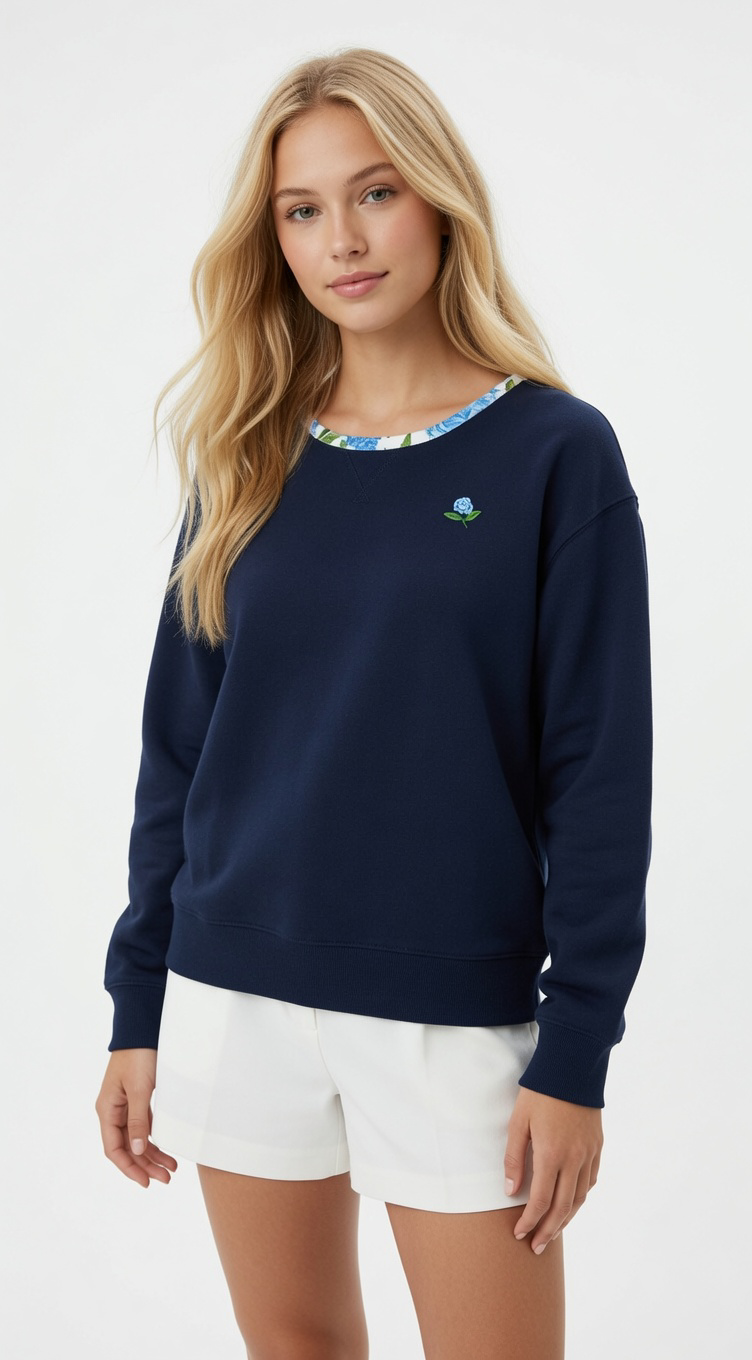 Navy Hydrangea Sweatshirt