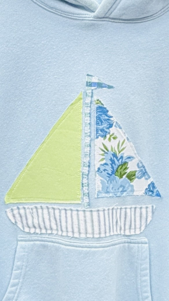 Light Blue Hoodie with Sailboat Applique