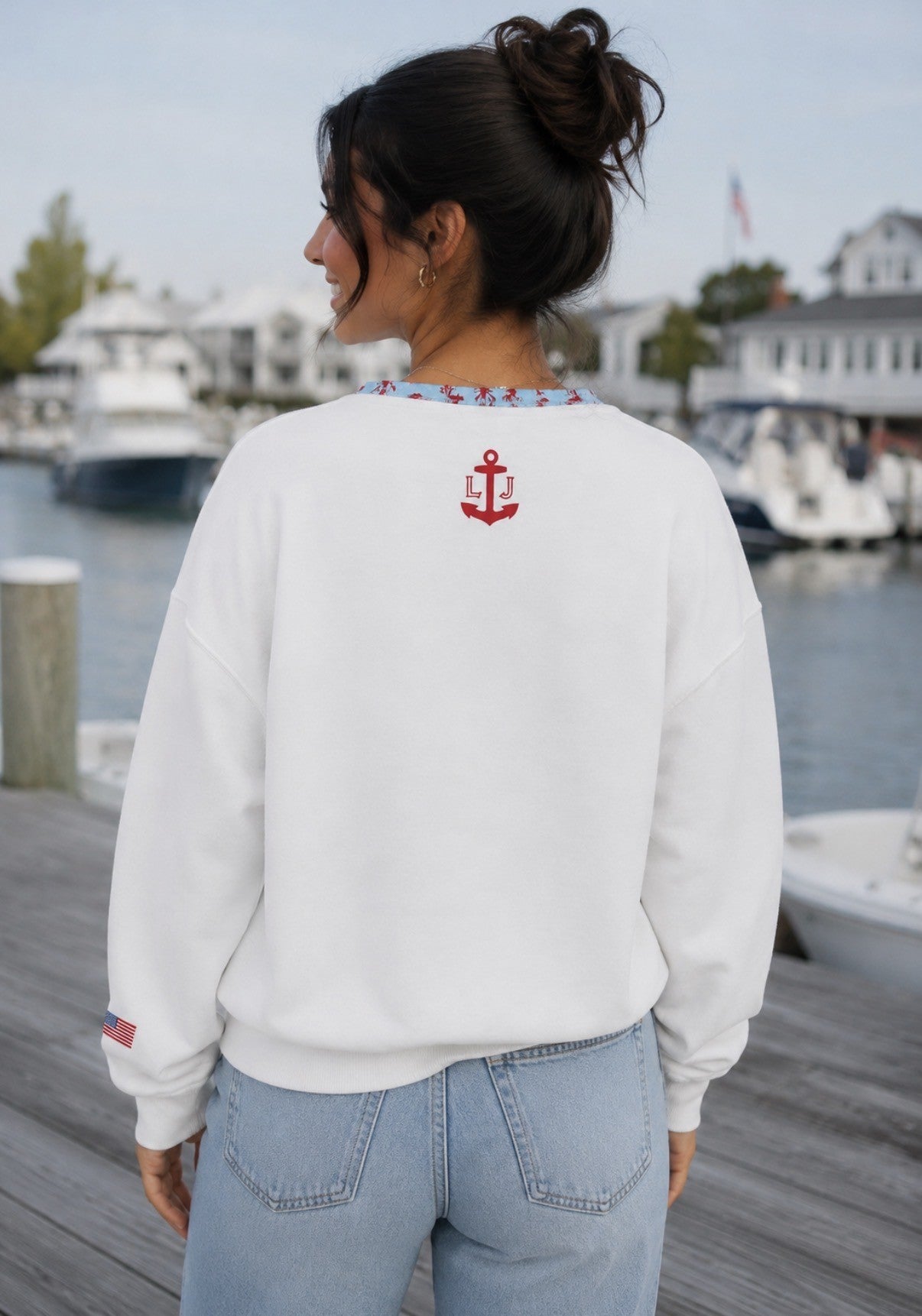 New England Cabana Comfy Crew with Lobster Trim
