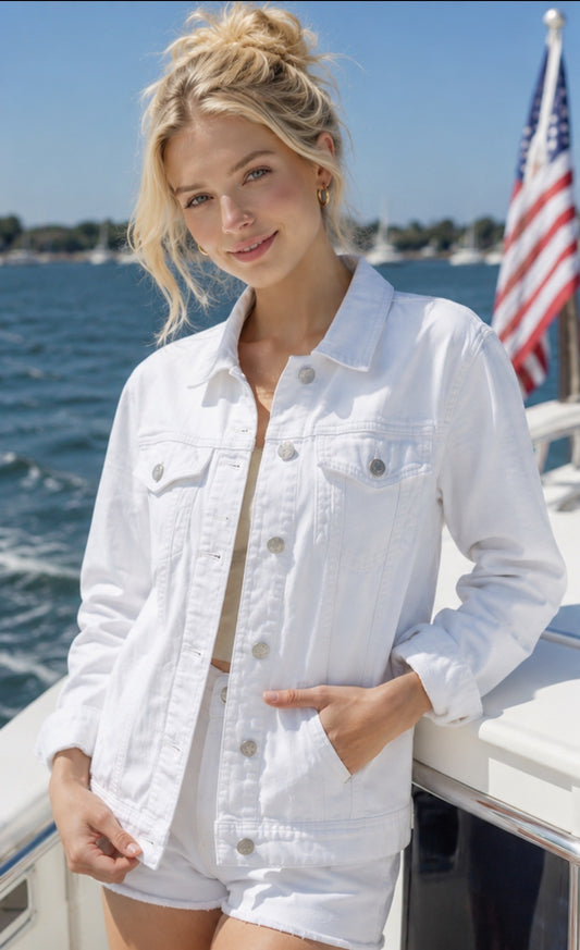Vintage JCrew White Denim Jacket